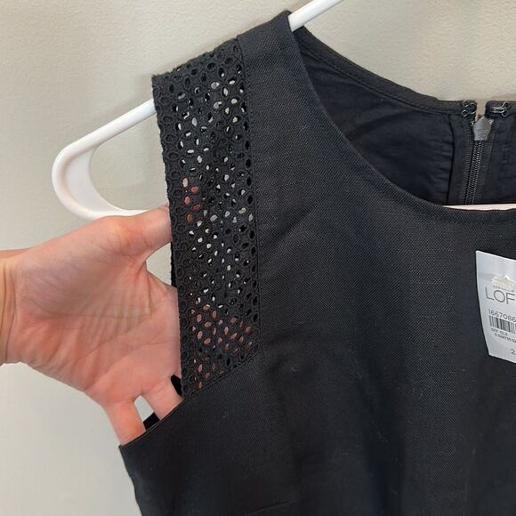 NWT Ann Taylor Loft Black Cut Out Style Linen Dress - Picture 4 of 10